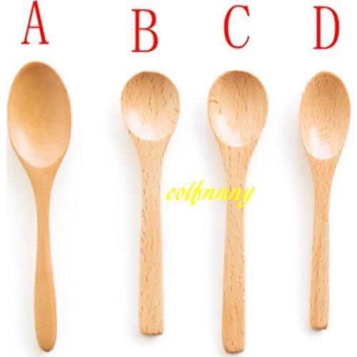 100pcs 11.5*2.5cm 12*3cm 12.8*3cm 13*3cm Kids Wooden Spoon Tableware Children Dining spoons Soup Tea Honey Coffee Wood Spoon