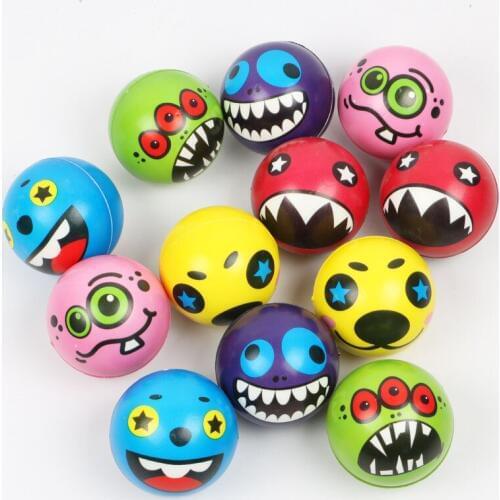 12pcs 7.6CM Anti Stress Relief Ball Cartoon Grimace Smiley Face Squeeze Ball Soft Rubber PU Foam Sponge Toys for Boys Kids