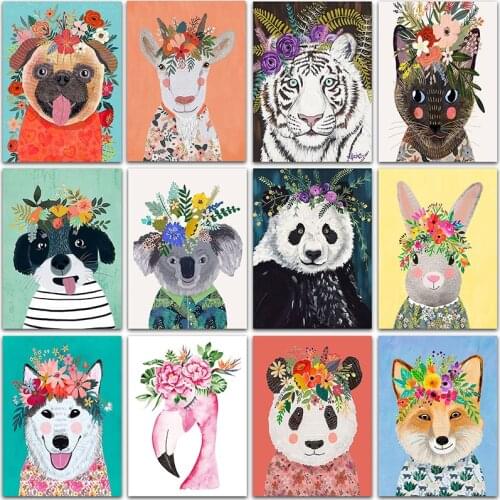 5D DIY Diamond Painting Kit Paint Cartoon animal dog cat tiger rabbit Flamingo Full Square&Round embroidery mosaic Cross stitch