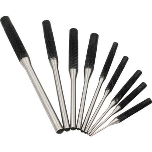 9Pcs Steel Multi Size Round Head Pins Punch Set Grip Roll Pins Punch Tool Kit Professional Hollow End Starter Punch Chisel