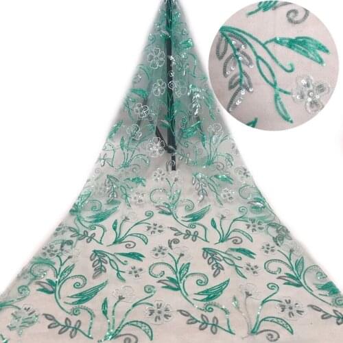 African Net Lace French Sequin Fabric SYJ-2188818 High Quality Embroidery Nigerian Tulle Lace Fabric