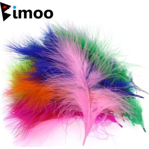 Bimoo 500pcs/Pack Big Pack Fly Tying Marabou Feather for Streamer Fly Lead Jig Woolly Bugger Leech Fly Tying Dye Feather White