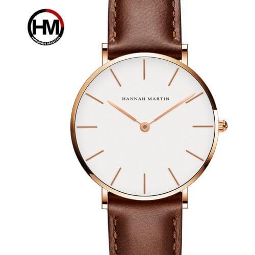 Relogio Feminino Hannah Martin Luxury Brand DW Style Women Watches Leather Band Rose Gold Waterproof Ladies Quartz Watch Clock