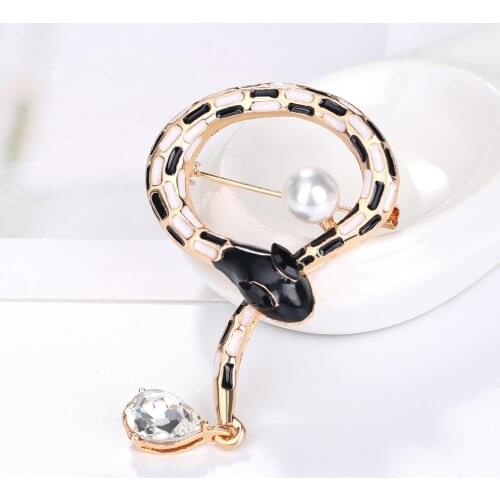 Black Steampunk Crystal Snake Brooches Women Men Rhinestone Enamel Snake Animal Party Casual Brooch Pins Gifts Jewelry