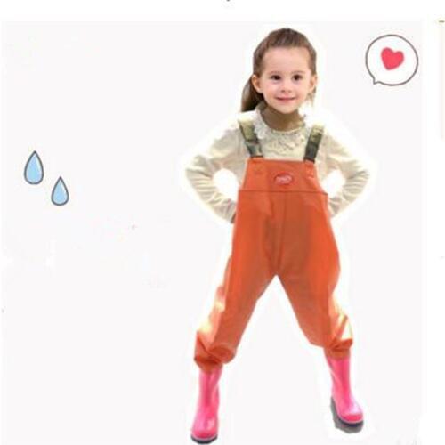 Kids Waterproof 16-22cm Foot Underwater Wader Rompers Pants With Rain Boots Children Outdoor Fishing Aqua PVC Suspender Trousers