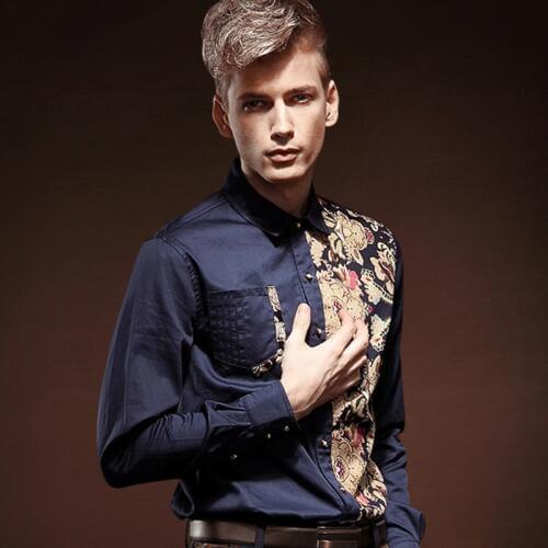 Fanzhuan Free Shipping New male long sleeved mens fashion casual mancourts spring Metrosexual slim flower shirt printing 13295