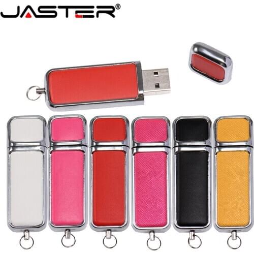 JASTER 100% real capacity 3 colors Leather USB Flash Drive 4GB 8GB 16GB 32GB keychain Pendrive 64GB flash Memory stick Pen Drive