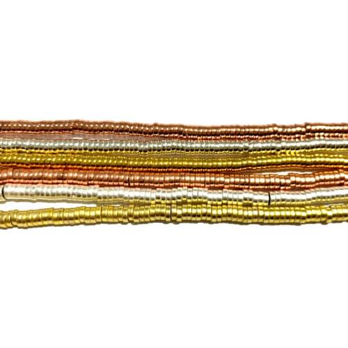 Smooth Matte Golden Silvery Rose Hematite Rondelle Spacer Beads Natural Stone Beads For Jewelry Making DIY Bracelet Necklace 3MM