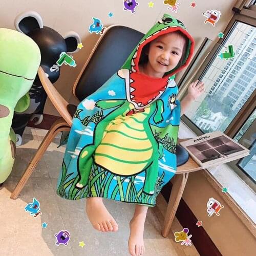Bathrobe Kids Surf Beach Changing Robe Cartoon Animal Quick Dry Microfiber Towel Poncho Children Swimming Pool Towels with Hood