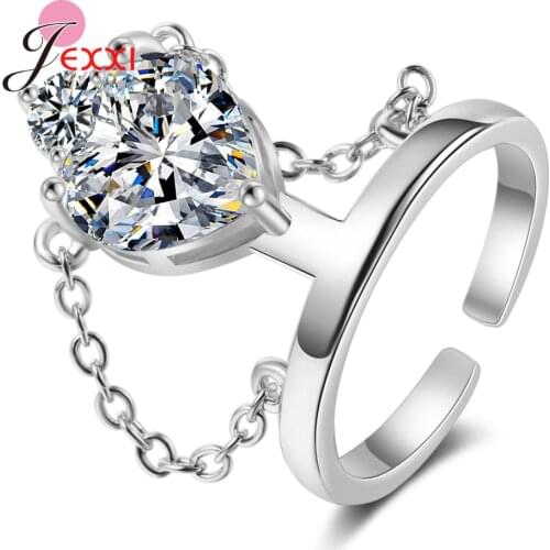 Finger Ring For Women Adjustable Genuine 925 Sterling Silver Ring Brilliant Crystal Open Finger Ring New Collection Bijoux