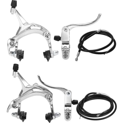2 Set Front & Rear Fixie Road Bike Cruiser Brake Set Bike Brake Kit Bike Caliper Brake Kit Side Pull Brake Set for Most Fixie Bi