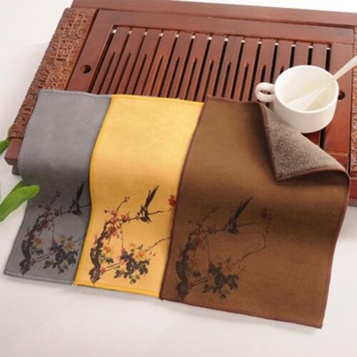 Creative Chinese Style Imitation Deerskin Double-sided Thickened Absorbent Tea Towel Zen Tea Ceremony Pot Towel Tea Set Supplies
