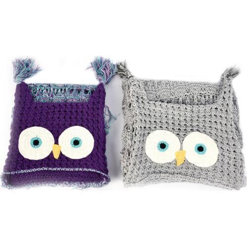 Crocheted Hooded Owl Blanket Animal Owl Style Poncho Novelty Boys Girls Kids Knitted Hooded Poncho Blanket For Child Adult