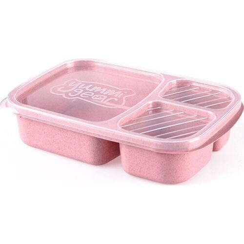Kitchen Accessories Plastic Lunch Box Food Container Bento Lunch Boxes With 3-Compartment Microwave