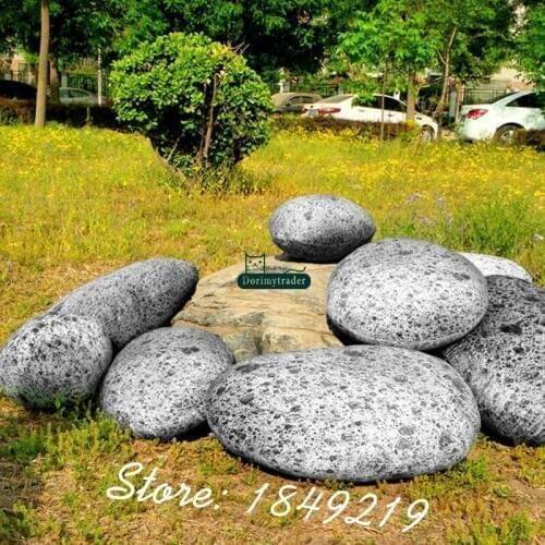 Dorimytrader A SET ( 6 pieces) Living Stone Shape Pillow Giant Plush Soft Emulational Mars Rock Cushion with Cotton DY61071