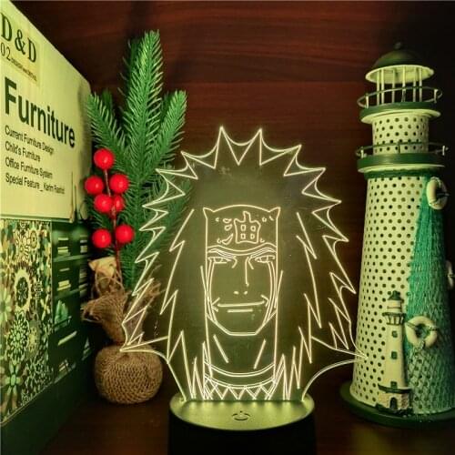 Nartuo Jiraiya Bust 3D Led ANIME LAMP 7 Color Changing Night Lights Bandai Naruto Shippuden 3D Visual lampara