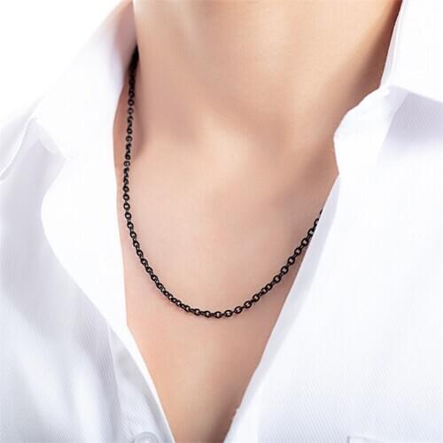 1PC Stainless steel jewelry necklace New titanium steel couple with chain single chain O word necklace