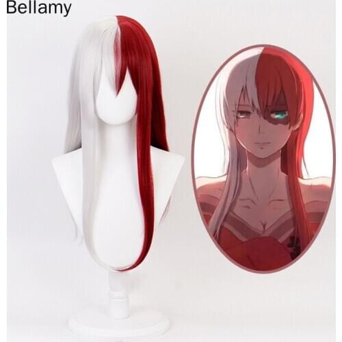 Anime MyHero Academia Todoroki Shouto cosplay hairwear Red and white long hair Cosplay Wig +Wig Cap