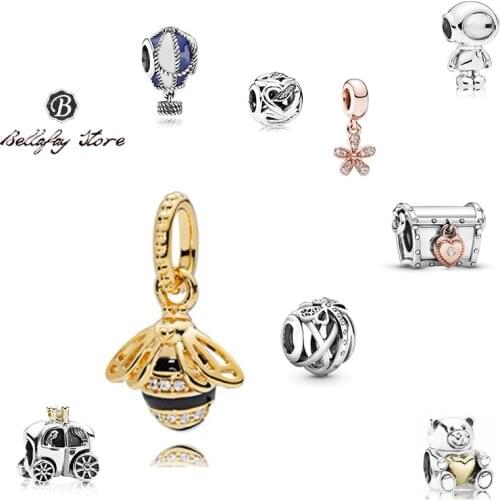 S925 Sterling Silver Balloon Charms Bee Pendant Bracelets Pumpkin Car Beads For Women Original DIY Jewelry Making Decoration