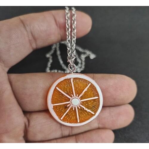 Latest Fashion Fruit Lemon Pendant Round Necklace Women Lovers Best Friend Necklace Gift Jewelry