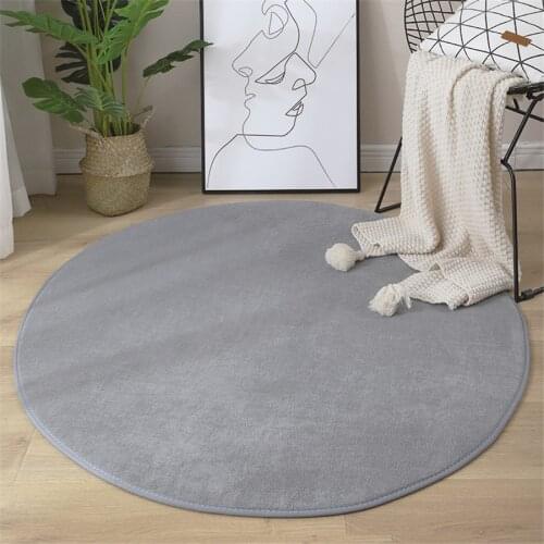 Simple Pure Color Art Non-slip Round Rug Floor Mat Bedroom Living Room Home Decoration