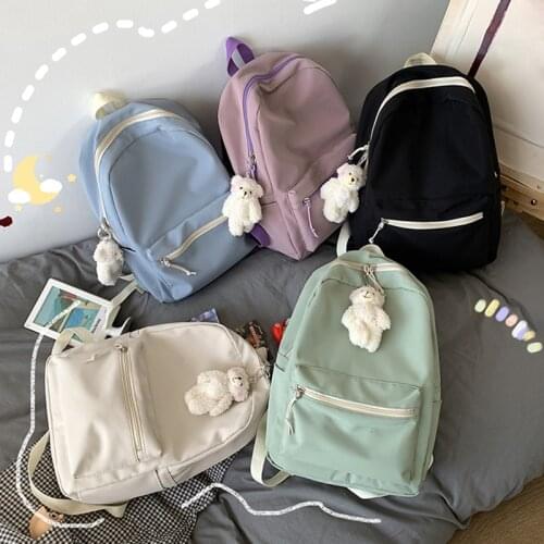 HOCODO Backpack Women Backpack Solid Color Fashion School Bag For Teenage Girl Shoulder Bag Female Student Cute School Backpack