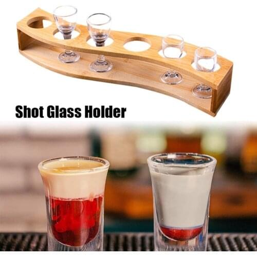Shot Glass Holder Set-1Oz/30Ml Shot Glass Set Bamboo Shot Glass Holder, 6Pcs Shot Glass Set, Perfect for Party, Bar