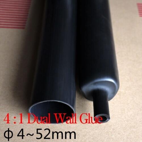 1Meter Heat Shrink Tube with Glue Adhesive Lined 4:1 Dual Wall Tubing Sleeve Wrap Wire Cable kit 4 6 8 12mm 16mm 20mm 24mm 52mm