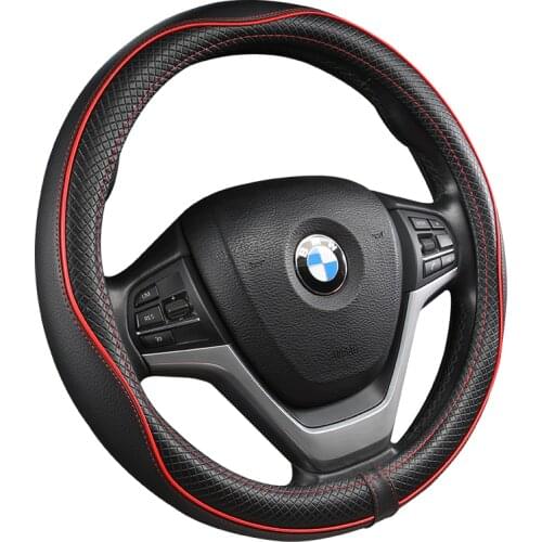 Universal Car PU Leather Steering-Wheel Covers Anti-slip Skidproof Durable 38CM/15" Dynamic Fibre Handmade Steering Wheel Cover