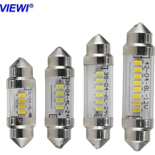 Viewi Car Inside LED Festoon Bulb lights 31mm 36mm 39mm 42mm C3W C5W C10W 6v 12v 24v Auto Interior Dome light Reading Map Lamp