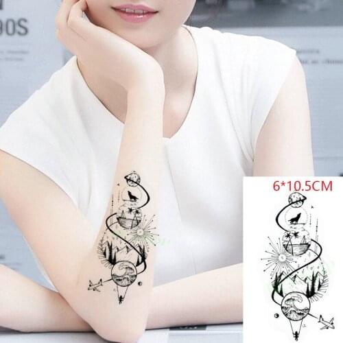Waterproof Temporary Tattoo Sticker ins Wolf mountain beach waves airplane sexy Body Art flash tatoo fake tatto for Women Men