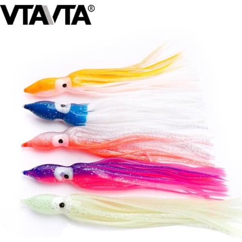 VTAVTA 5pcs/lot 15cm Big Squid Skirt Soft Octopus Fishing Lures For Jigs Sea Fishing Accessories Winter Fishing Wobblers Pike