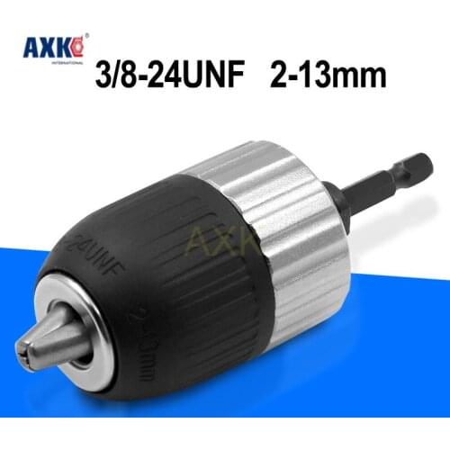 2-13mm 3 / 8-24UNF Clamping range Driver Tool Accessories Keyless Adapter Impact Hex Shank Drill Chuck ferramentas