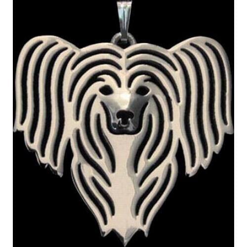 Women Chinese Crested Pet Pendants Jewelry Cutout Alloy Animal Pendants