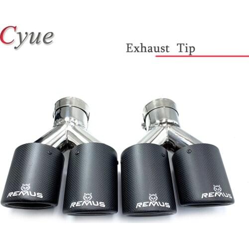 1Pair Matt Universal Dual curly Carbon Fiber Exhaust Tip 304 Stainless Steel Exhaust Pipe Straight Flange Muffler Tip