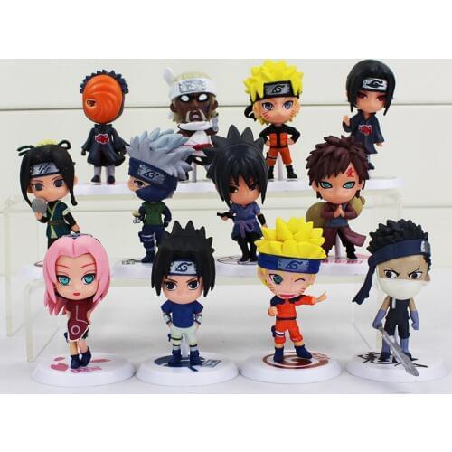 12Pcs/lot Anime Naruto Cartoon Q Version Naruto Kakashi Sakura Sasuke PVC Model Toys Action Figure Collectible Toy Doll