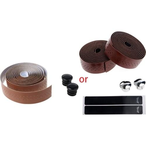 2x Bike Cycling Road Bike Sports Handlebar Tape Faux Leather Wrap +2 Bar Plug