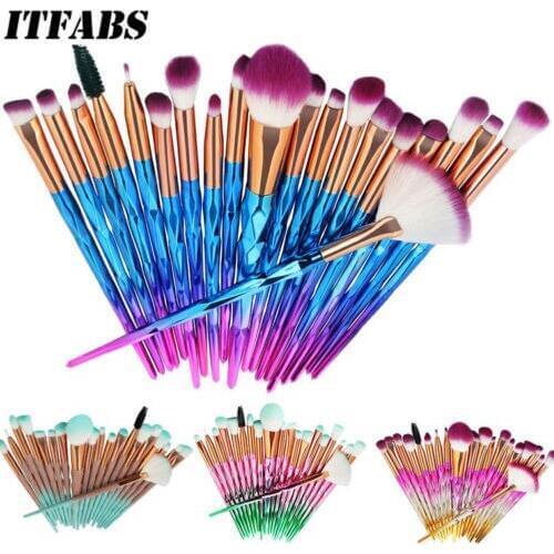 20 PCS Unicorn Diamond Make up Brushes Set Cosmetic Foundation Eyeshadow Lip Powder Tools Set Eye Shadow Brush