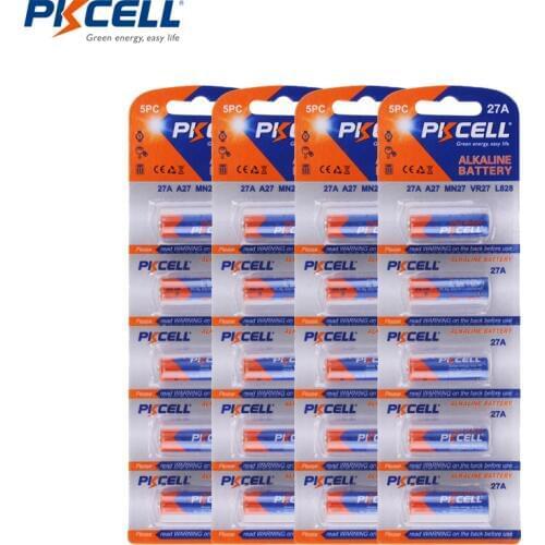 20PCS PKCELL 27a 12v battery MN27 27A L828 A27 primary Super Alkaline batteries For Doorbell Remote Control Flashlight Etc