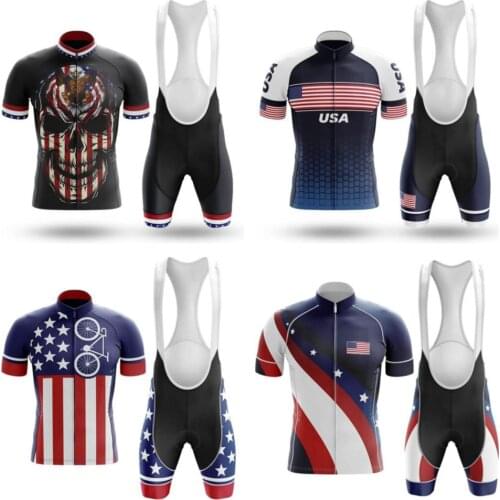 2021 USA Summer Mens Bicycle Clothing Multiple Choice Cycling Kit Bike Equipment MTB Suit Jersey Set Cycling Set Gel Breathable