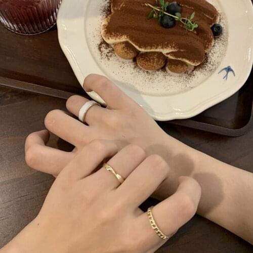 3pcs/Set Rings Ins Adjustable White Cold Wind Exquisite Simple Metal Rings Geometric for Date Women Girls Travel Jewelry Gifts