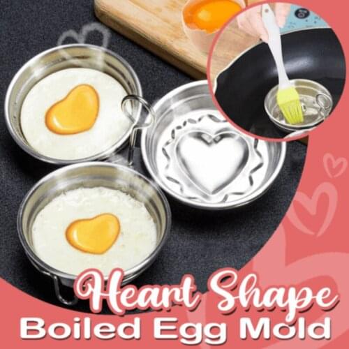 3Pcs/set Egg Boiler Heart Shape Mold Stainless Steel High Temperature Egg Poacher Egg Cooker With Silicone Brush Kitchen Tools