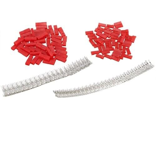 300Pcs (50set) 2.54mm JST SYP 2-Pin Female & Male Red Plug Housing Crimp Terminal Connector Kit