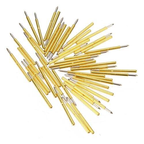 50pcs P75-B1 100g Gold Plated Spear Spring Loaded Test Probes Pogo Pins 1.02mm Diameter