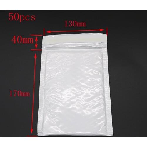 50pcs/bag (13 * 17cm + 4cm) White Kraft Paper Pearl Film Envelope Wear-resistant Shockproof Bubble Bag Office Stationery