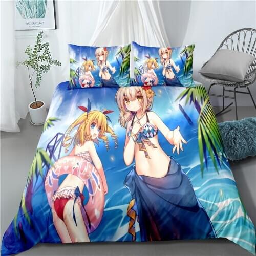 Azur Lane bedding set Japanese animation soft microfiber duvet cover, with pillowcase a full set of home quilt cover