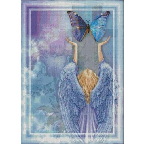 Top Quality Angel and Butterfly Child Sewing kit Embroidery Needlework 14CT Unprinted Cross Stitch Kits Art DIY Handmade Decor