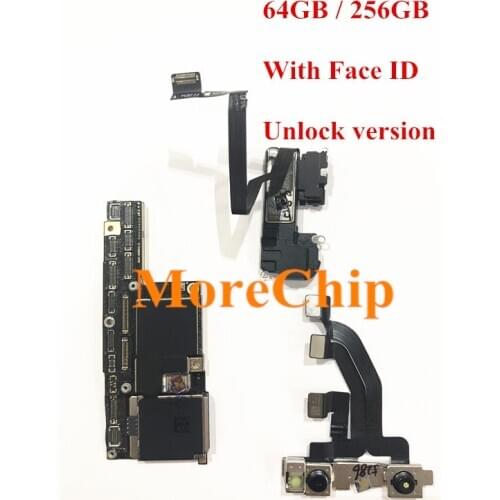 For iPhone X OK Board Unlocked With Face Recognition ID Free Clean Motherboard 64GB 256GB Main Logic Board 100% Good Working