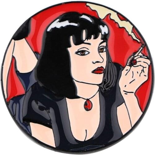 PF595 Dongmanli Pulp Fiction Enamel Lapel Pin Badge Pins Hats Clothes Backpack Decoration Jewelry Accessories Gifts for Friends