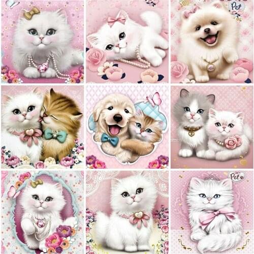 Evershine 5D DIY Diamond Painting Cat Cross Stitch Full Square Diamond Embroidery Cartoon Rhinestone Mosaic Kids Room Decoration